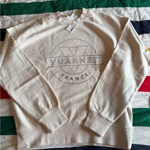 Vuarnet unisex Cream Crewneck Sweatshirt with Logo